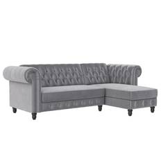 Chaiselong Sovesofa Lysegrå Chesterfield