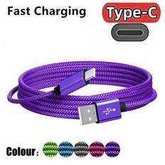 1 st 60W USB C laddningskabel, 0,9 m/1,2 m lång USB typ-C snabbladdningskabel, flätad nylonflätad USB A till USB C laddningskabel, kompatibel med Gala - Blåröd (1m,2m,3m)