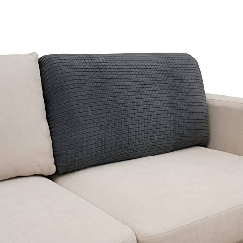 Eismodra Ryggstödsöverdrag, 3-sitsig, stretch sittdyna, soffa, överkast, soffskydd, elastiskt överdrag för L-form, mörkgrå, ryggkudde (1 stycken)