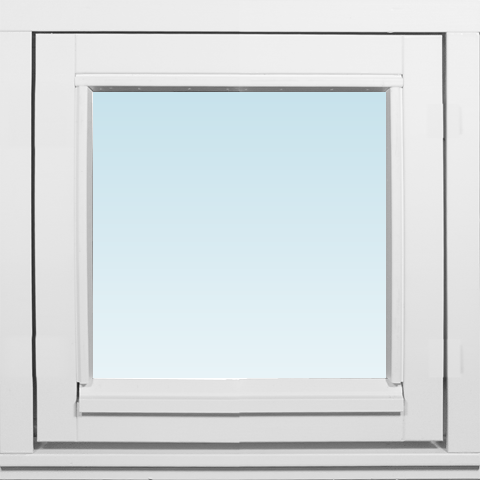 Svenska Fönster SF sidohängt fönster utåtgående 480x480mm vänster 1-luft, insida trä utsida trä, 2-glas  (5x5)