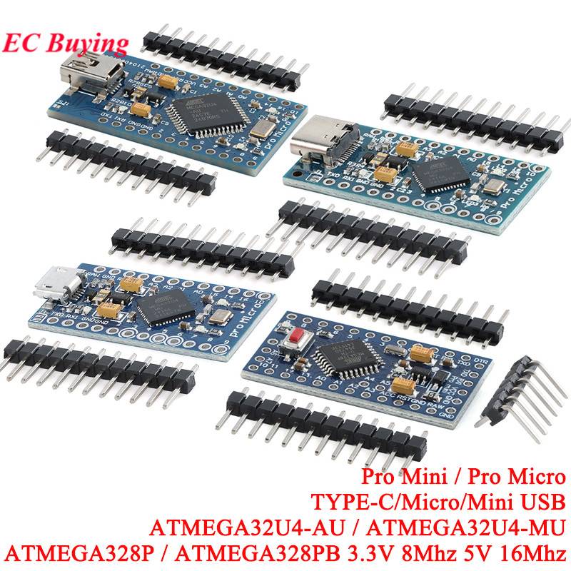 2Pcs/1pc Pro Mini 328 Atmega328P 5V 16MHZ 3.3V 8MHz ATMEGA328 Mini Pro ATMEGA328PB 328PB ATMEGA32U4 For Arduino Compatible Nano