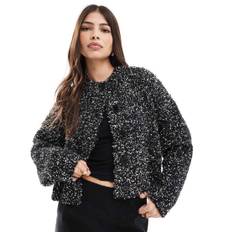 ASOS DESIGN - Sort jule-cardigan med rund hals og glimmer-garn