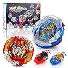 DAJASD Bey Burst Turbo Blade-set, 4D metallfusion kamp snurra, Beyblade Burst startset med 2 snurror och starthandtag, små presenter till barn ungdomar barn från 6 år