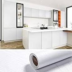 VEELIKE Självhäftande folie träutseende vit trätapet 60 cm x 900 cm vintage sovrum möbelfolie träfolie skåp självhäftande folie vattentät tapeter badrum modern dekorativ film för möbler skåp vägg