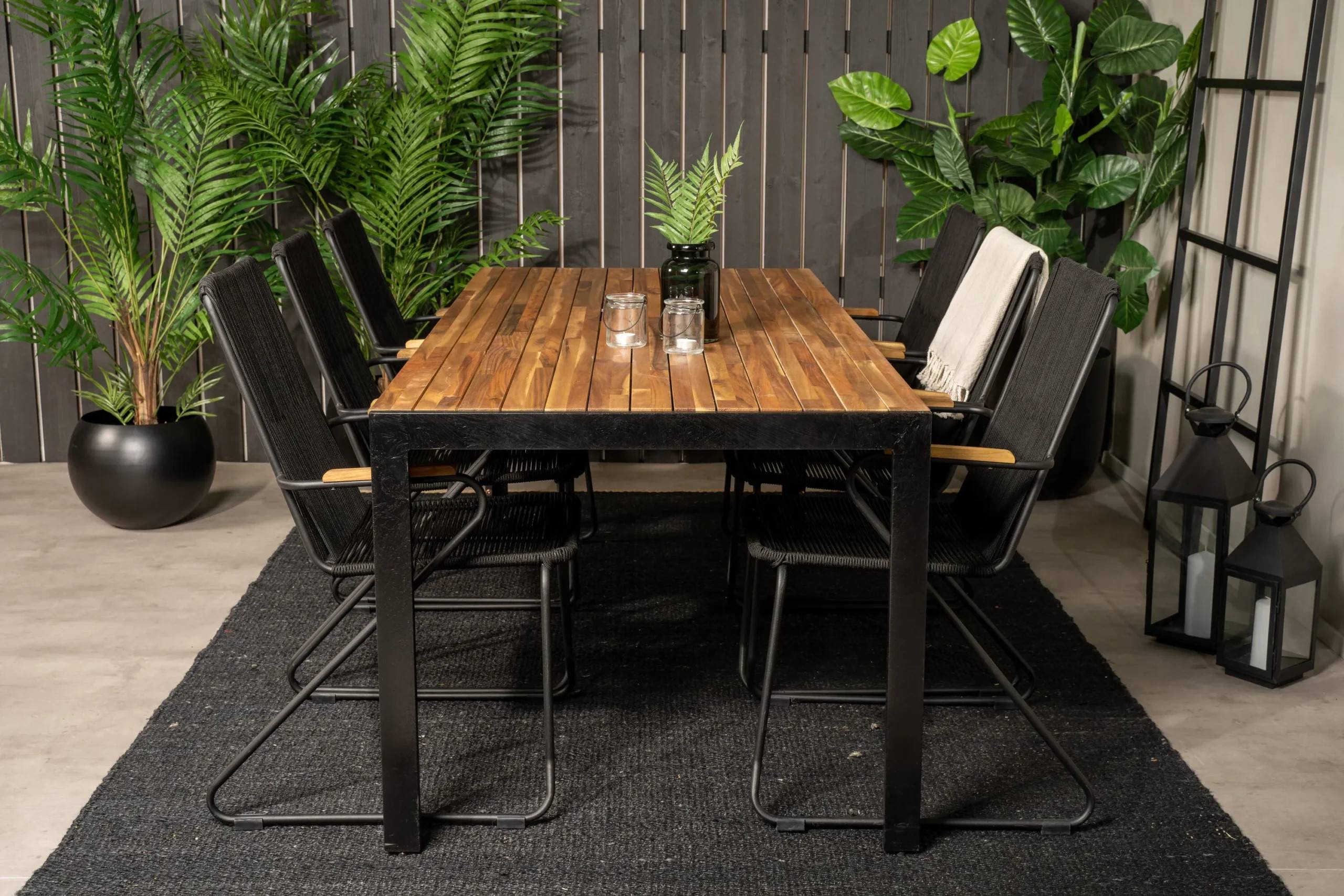Bois & Bois - 90×205 cm med stolar - Matgrupper utomhus - svart/natur