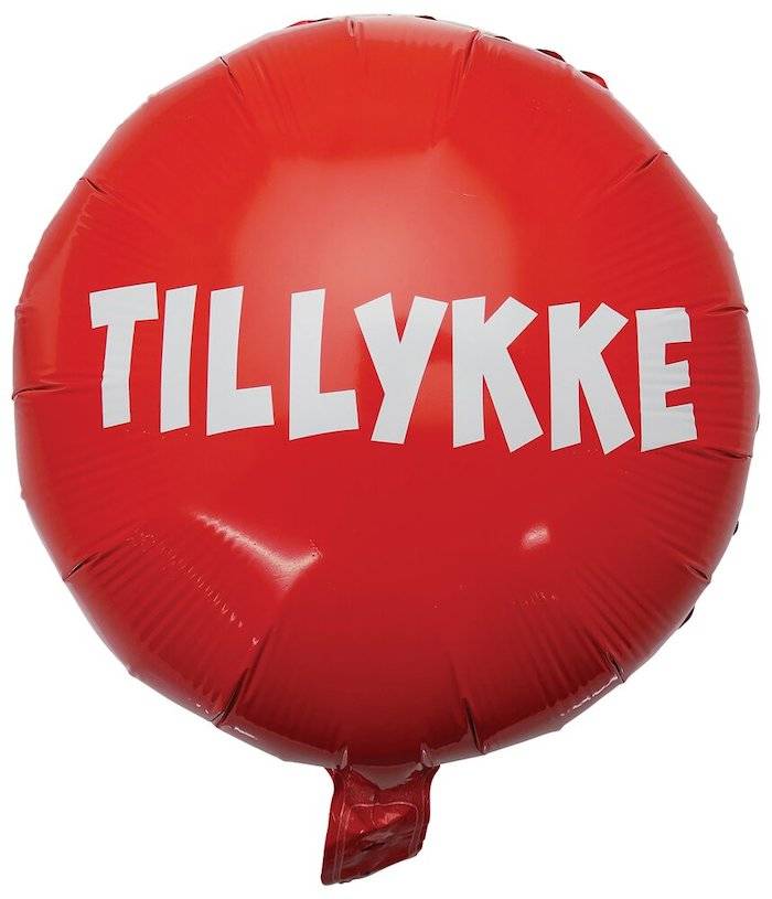 Tillykke Folieballon i Rød - 45 cm.