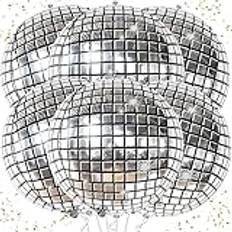 6 stycken discobollsballong, discokula nyårsafton dekoration folieballong, 50 cm 4D diskokula ballonger silver, disco ballonger för nyårsdekoration, födelsedag, karneval, 70–80 90-talet disco