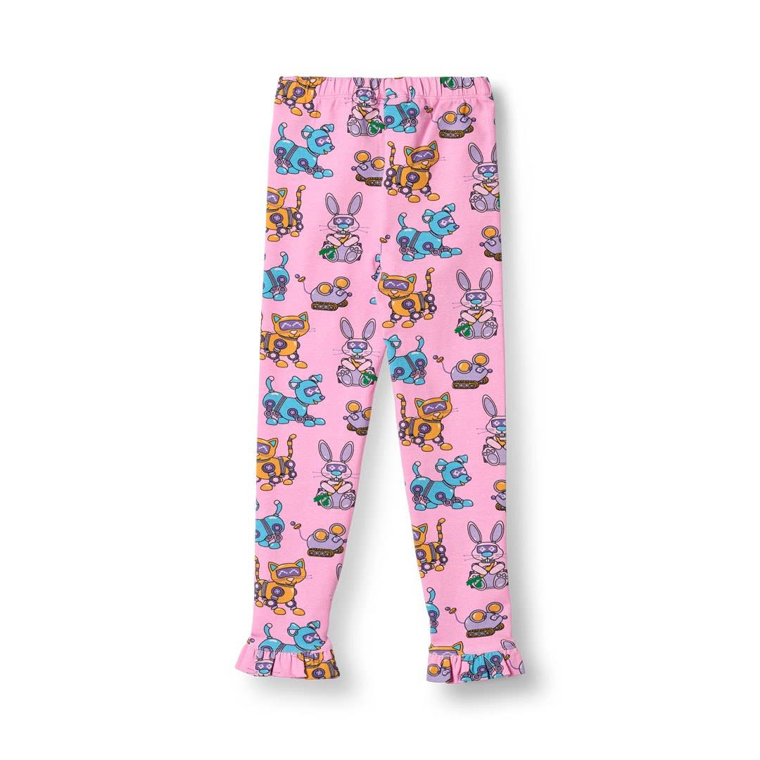 Småfolk Dabinett With Robot Pets Leggings Pink Lilac Pink lilac-3-4 Y Rosa 3-4 år Flickor