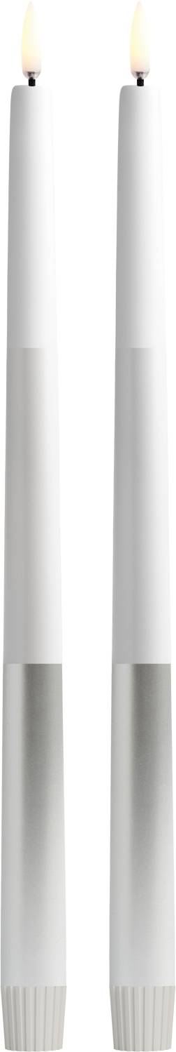 Uyuni Lighting Soft-fit Kronelys LED 2 stk. Ø2,3xH32 cm, Stripe Pearl White