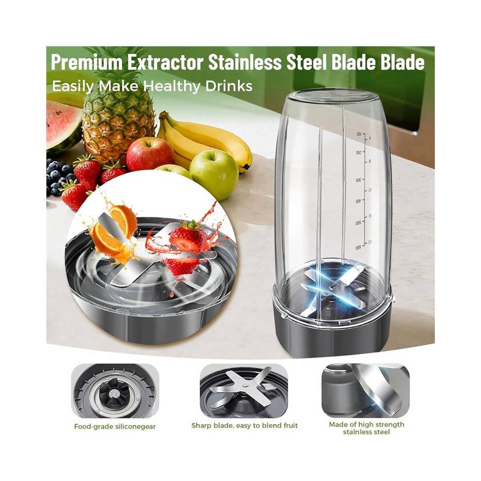 8 Pieces Blender Cups & Blade Replacement Set , 2 PCS 32oz Cups & Premium Extractor Blades