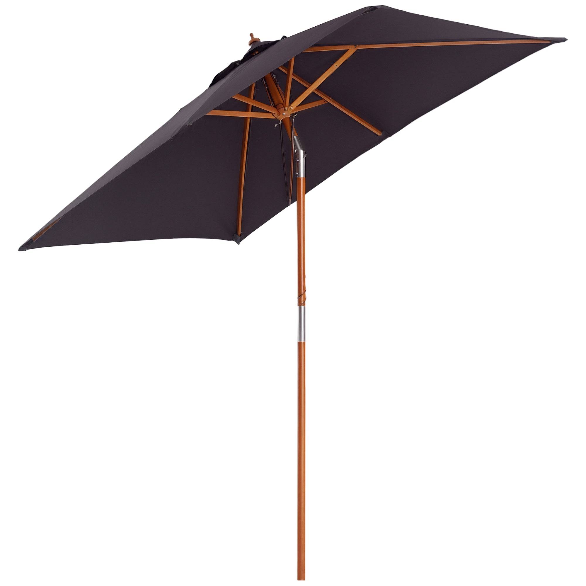 Parasol 200 x 150 x 235 cm, Sammenklappelig Haveparasol, 3-trins justerbar, Rektangulær Strandparasol, Vandafvisende og UV-resistent til Strand, Balkon, Terrasse, Have, Mørkegrå