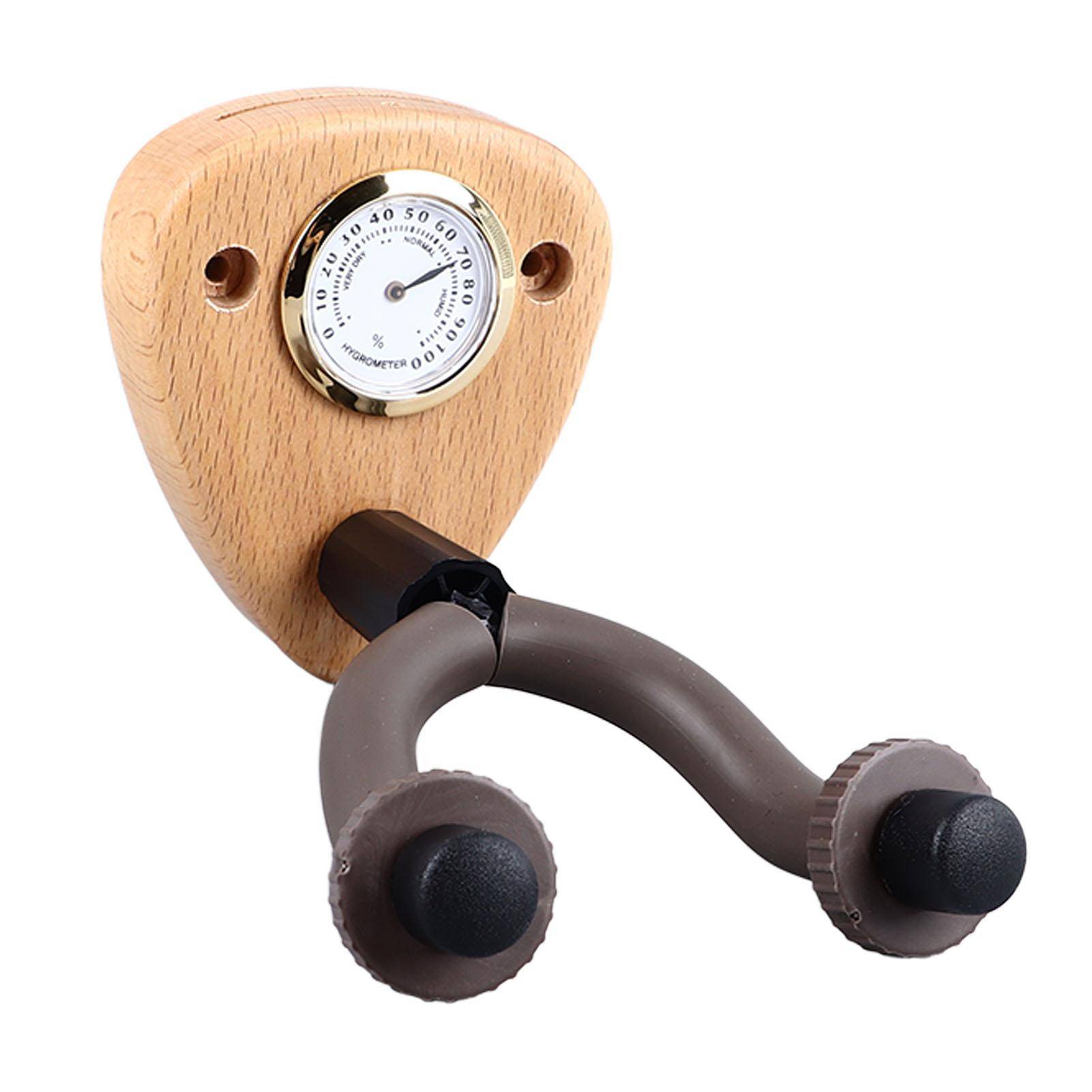Väggmonterad gitarrhängare med hygrometer Trä Halkfri Multifunktionell Gitarrkrok för Violin Mandolin Bas Ljus