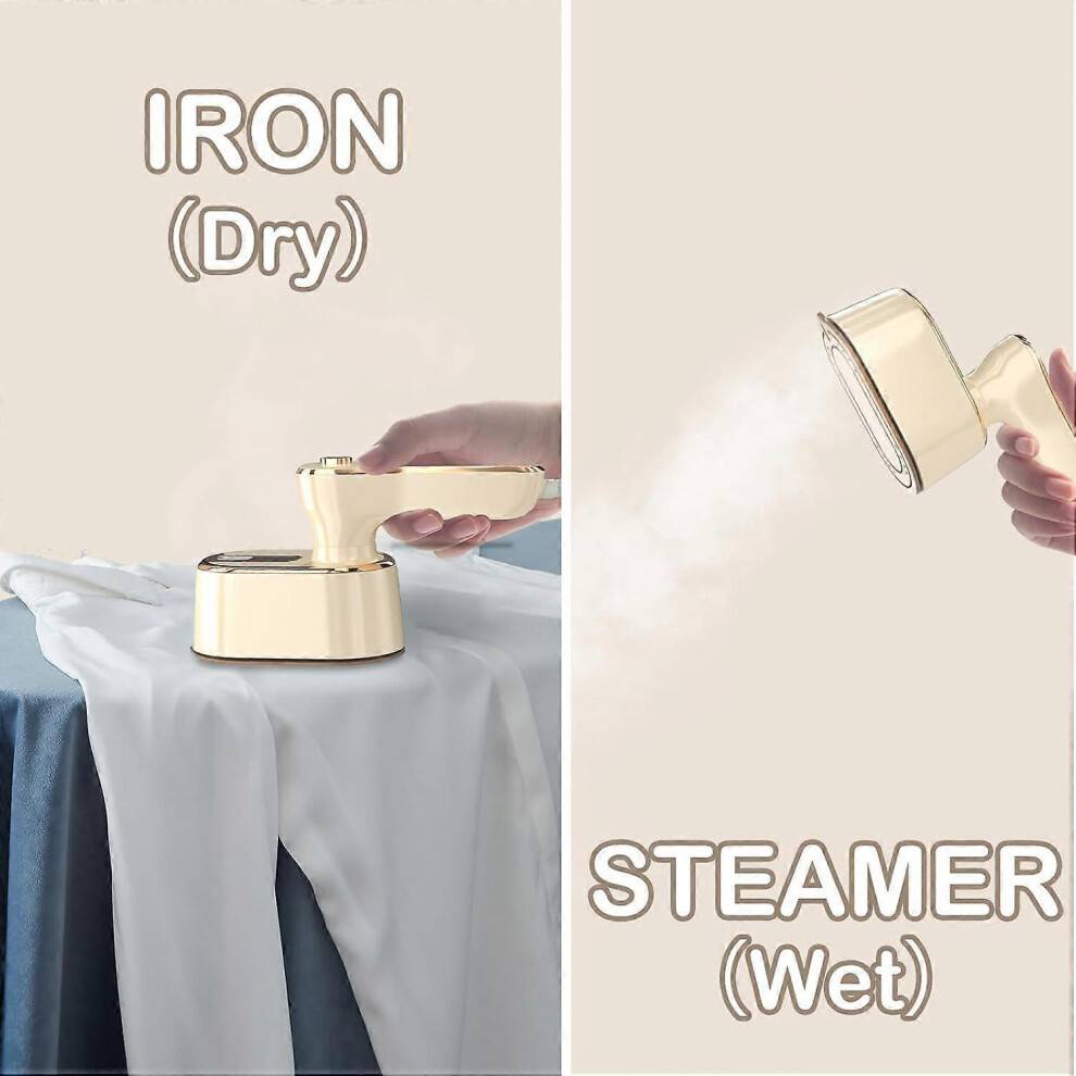 Travel Steamer Iron for Clothes Mini - Portable Ironing Machine Travel Small Size Portable Steamer Travel College Dorm Home Essentials (Beige)