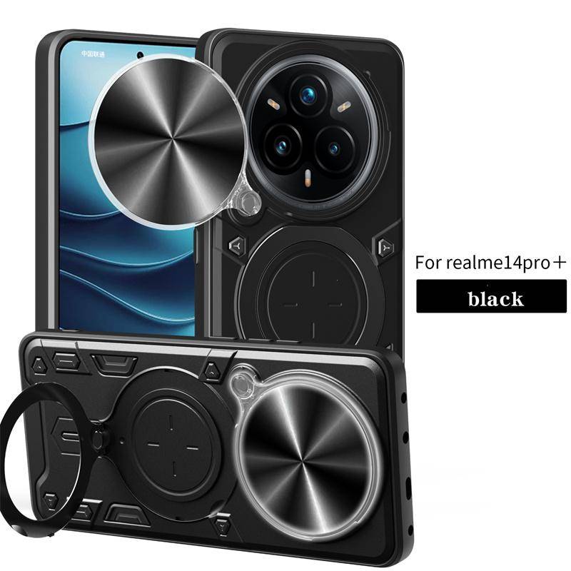 För Realme 14 Pro Plus 5G Fodral Skjutlinsskydd Kamera Pansarfodral för Realmi Real me Realme14 Pro+ Plus Magnetisk Ringhållare Skydd