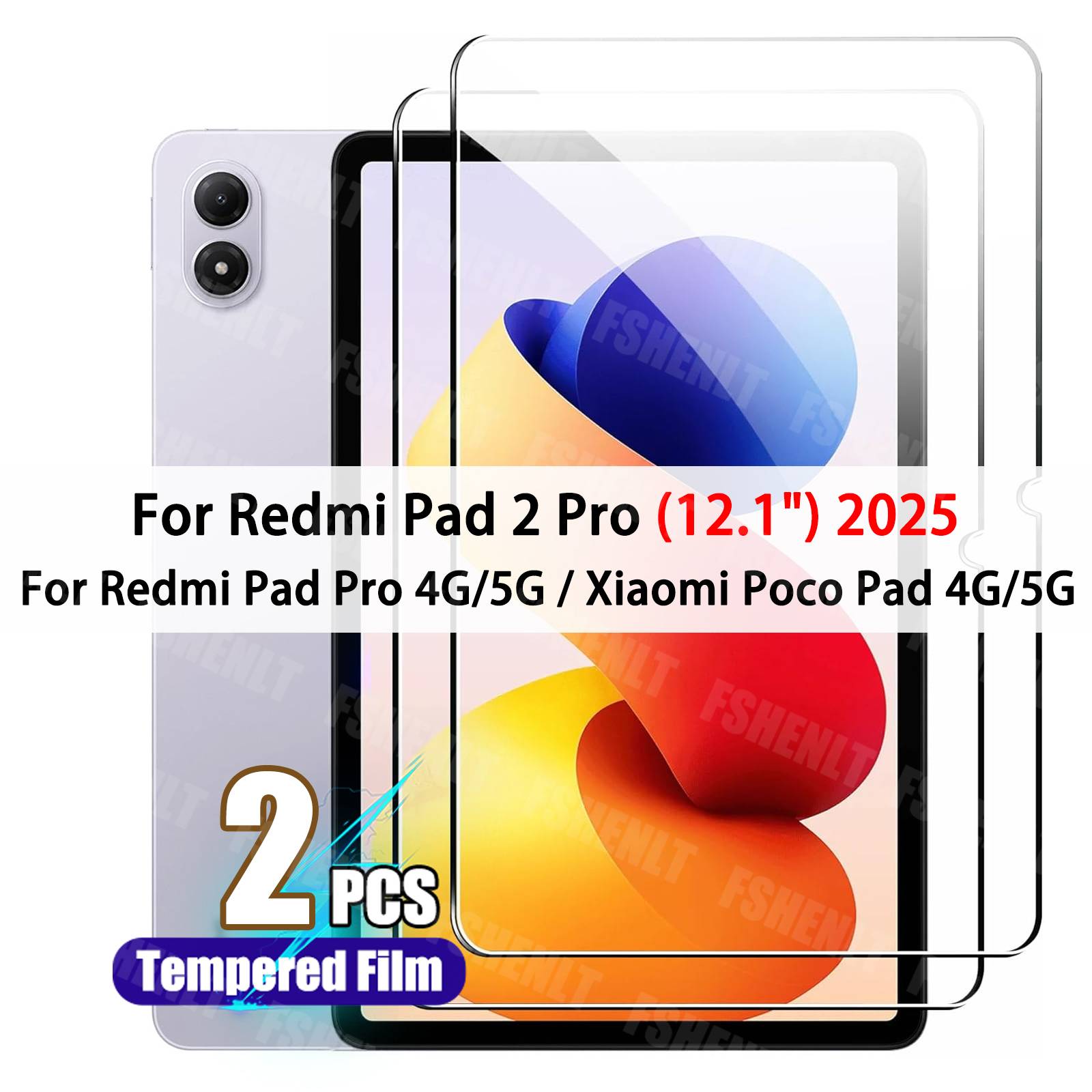 Screen Protector for Redmi Pad 2 Pro (12.1") 2025 HD 9H Tempered Glass Film for Redmi Pad Pro 4G/5G / Xiaomi Poco Pad 4G/5G 2024