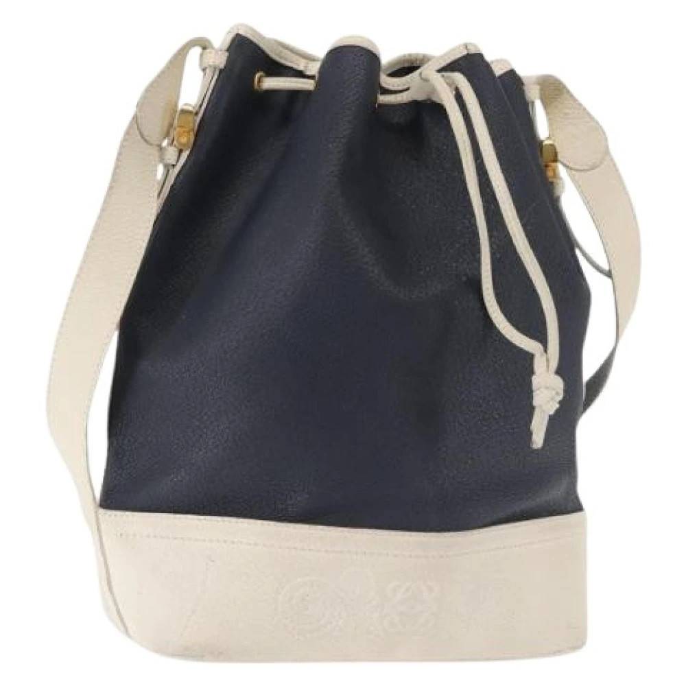 Loewe Pre-owned Pre-owned Leather Skuldertaske - Vintage - Dame - Blå - ONE SIZE - Uld