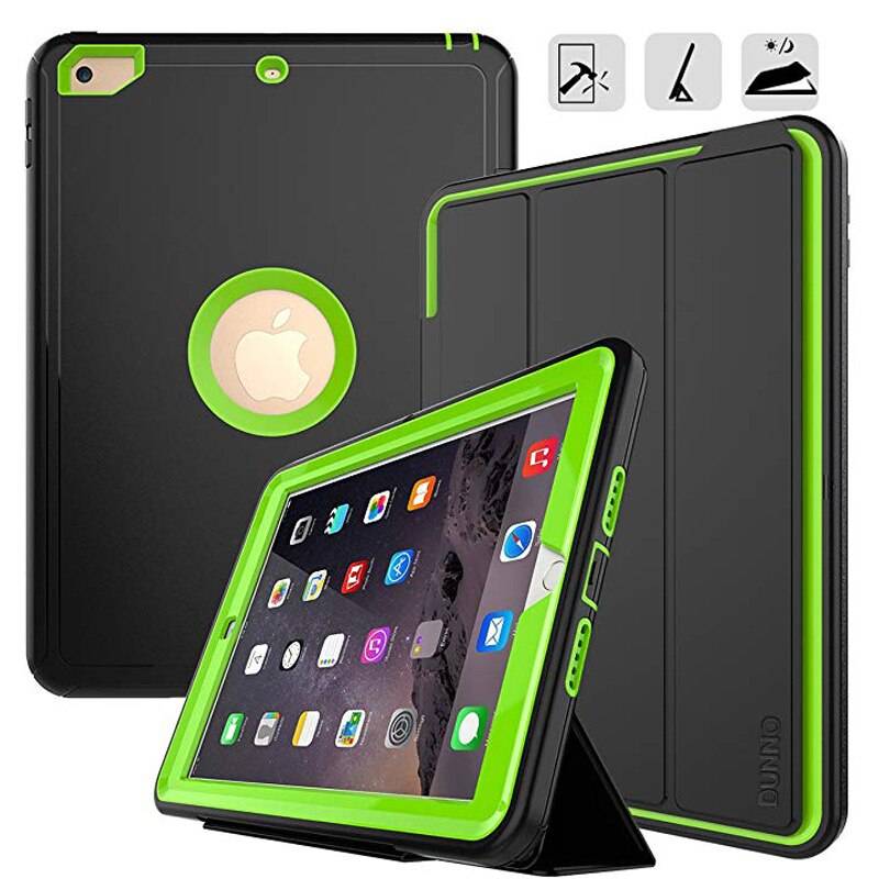 Smart fodral för ipad 9.7 ipad air 2 fodral skal ipad ipad 6th generation ipad 5th generation för ipad a1822 a1893 - Svart och grönt