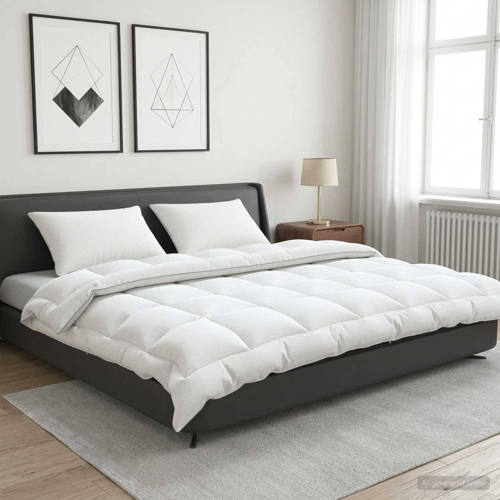 vidaXL Dyne- og puddesæt 3 stk. 220x240 cm 4 årstider 220 GSM Uld Hvid