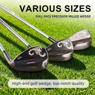 Skorpionformad smidd golfwedge - högerhänt golfklubba CNC | 52°/56°/60° med trappat stålskaft, låg tyngdpunkt, högerhänt, wedge, halkfritt gummihandta - Svart (56°,52°,60°)