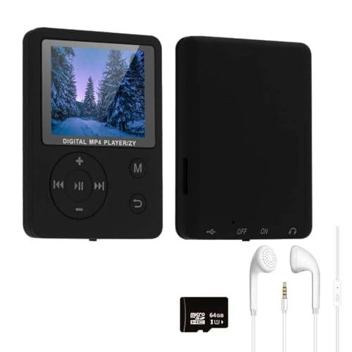 MP3 Player, Music Player, Compact 1.8-inch Color Screen, Bluetooth 5.3 Support, SD Card Playback, Includes 64GB SD Card (Supports up to 128GB), HIFI S