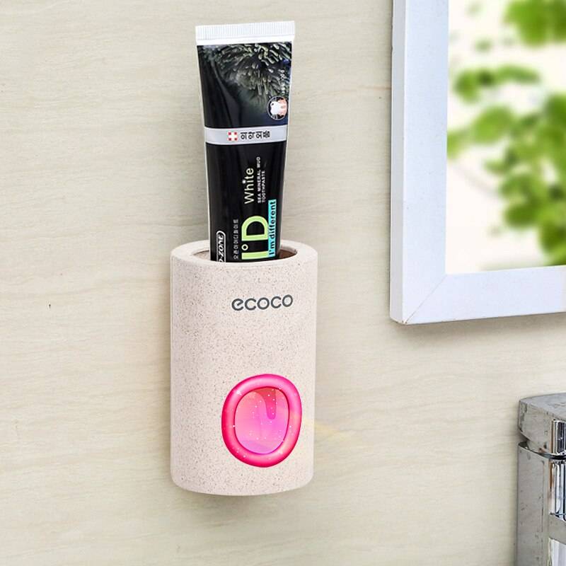 Oneup automatisk tandkrämsdispenser väggfäste automatisk squeezer dammsäker tandkrämsställ bärbara badrumstillbehörsset