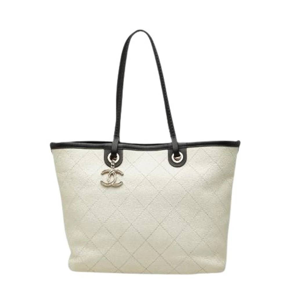 Chanel Vintage Pre-owned On The Road Caviar 2-way Tote Bag - Vintage - Dame - Hvid - ONE SIZE - Uld