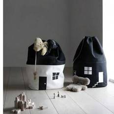 1st multifunktionell leksaksförvaringsväska för barnrum, Creative House Dragsko Stängning Stor kapacitet canvas tygväska, hopfällbar hela säsongen, br - Svart och Vitt (Lilla Vita Huset,Lilla svarta huset)