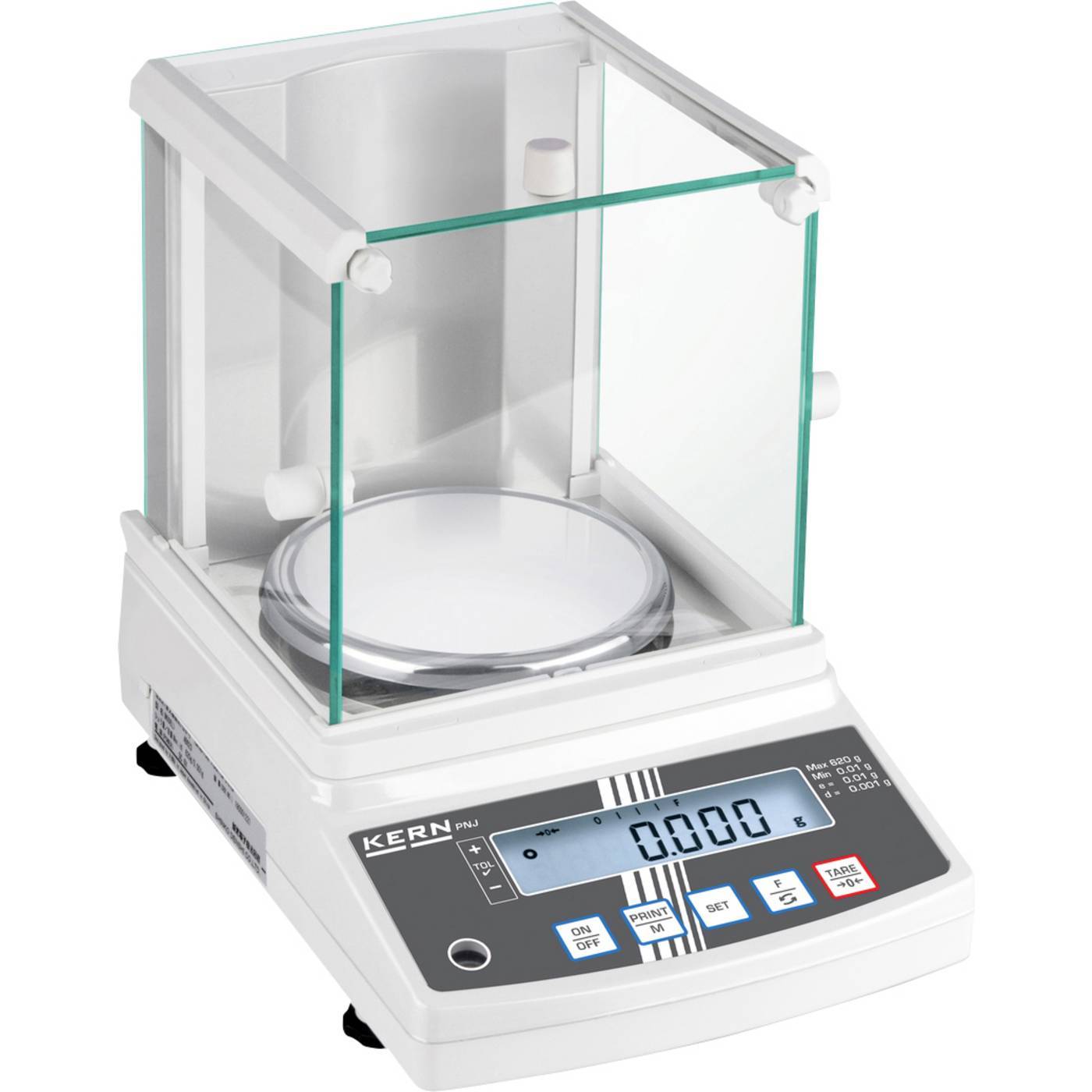 Kern PNS 600-3+C Precisionsvåg Kalibrerad (DAkkS) Vägningsområde 620 g Läsbarhet 0.001 g via nätadapter Flerfärgad