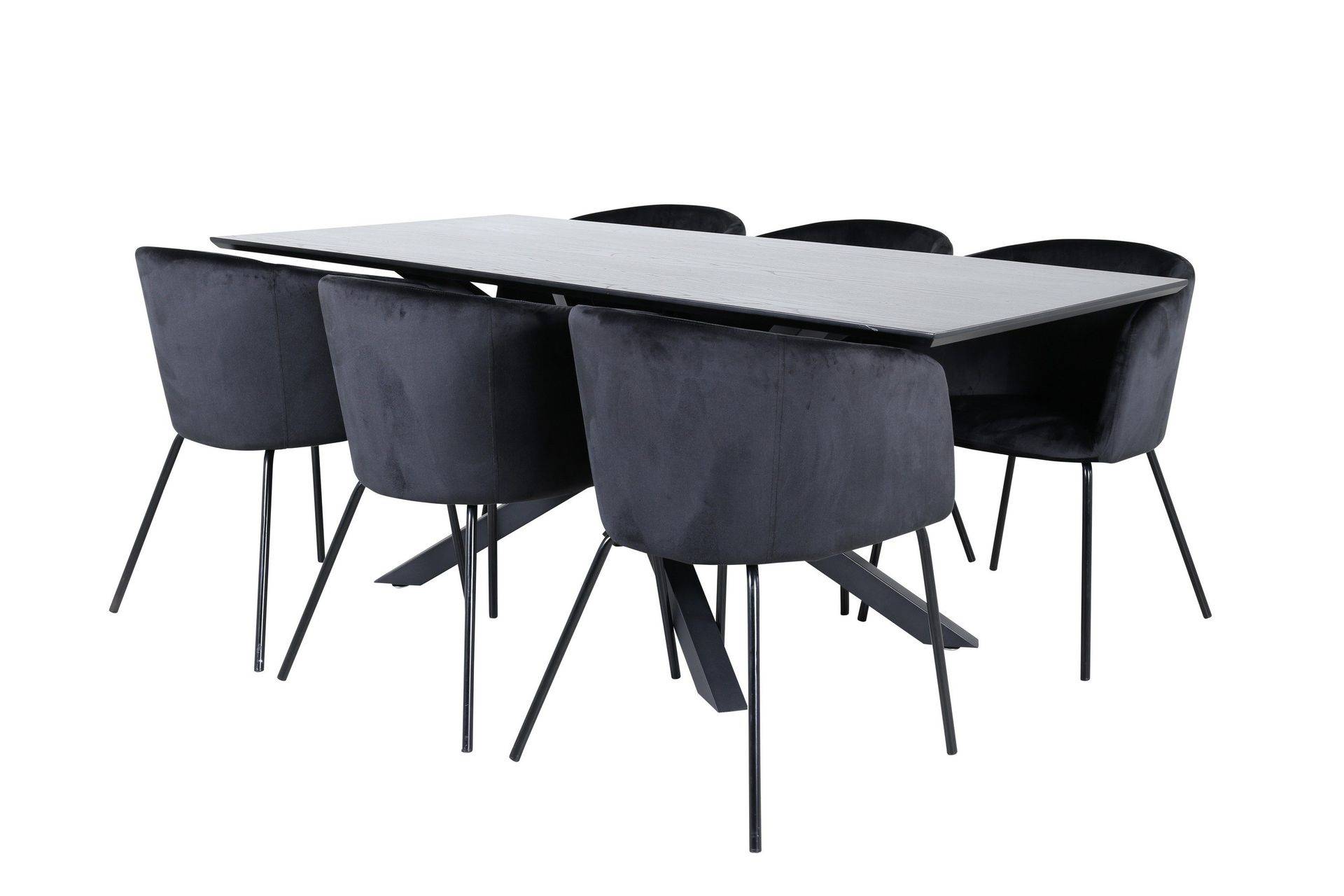 Venture Home Piazza Matgrupp 180 cm Rektangulär med 6 Berit stolar - Svart Matgrupper Trä