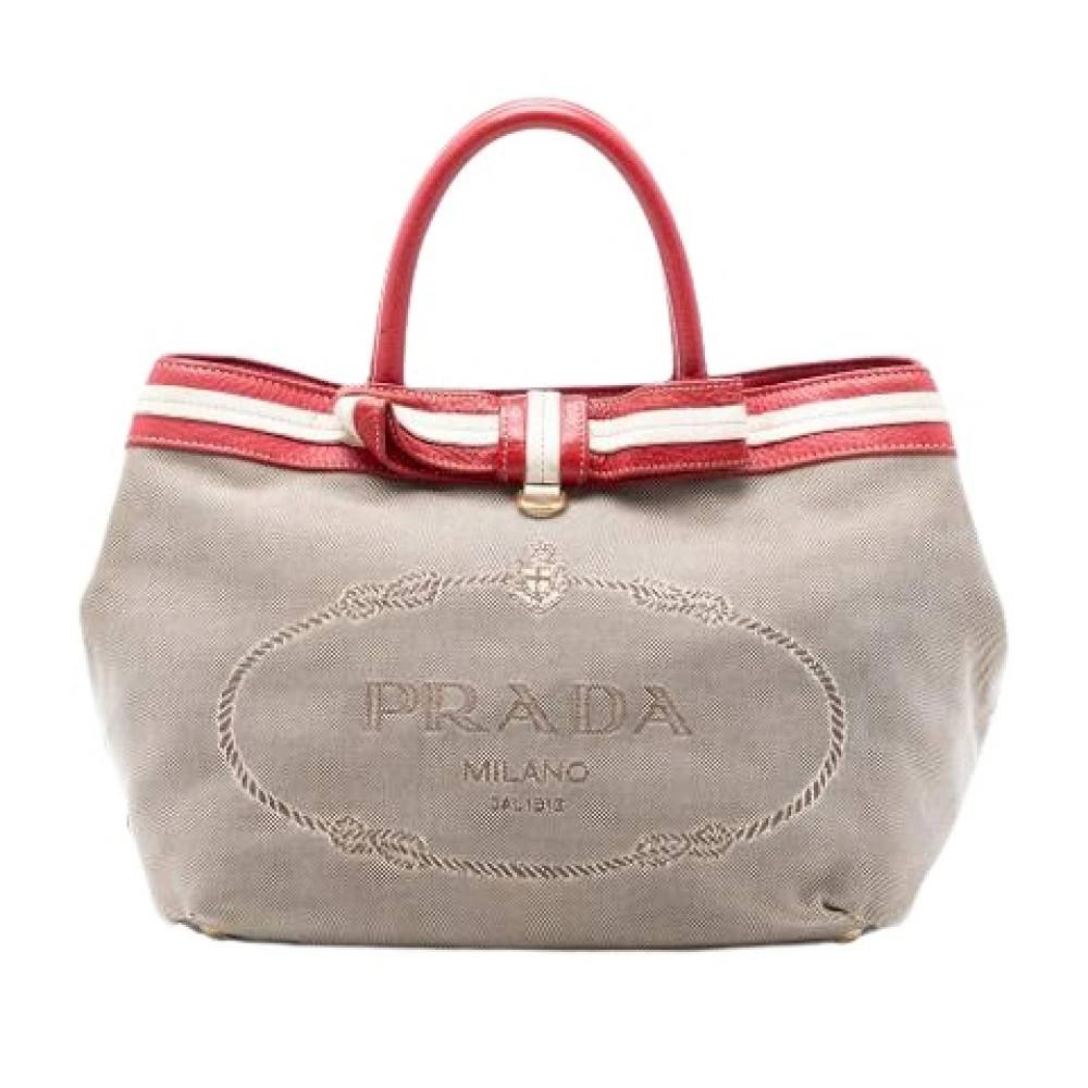 Prada Vintage Pre-owned Tote Bag - Vintage - Dame - Beige - ONE SIZE - Læder