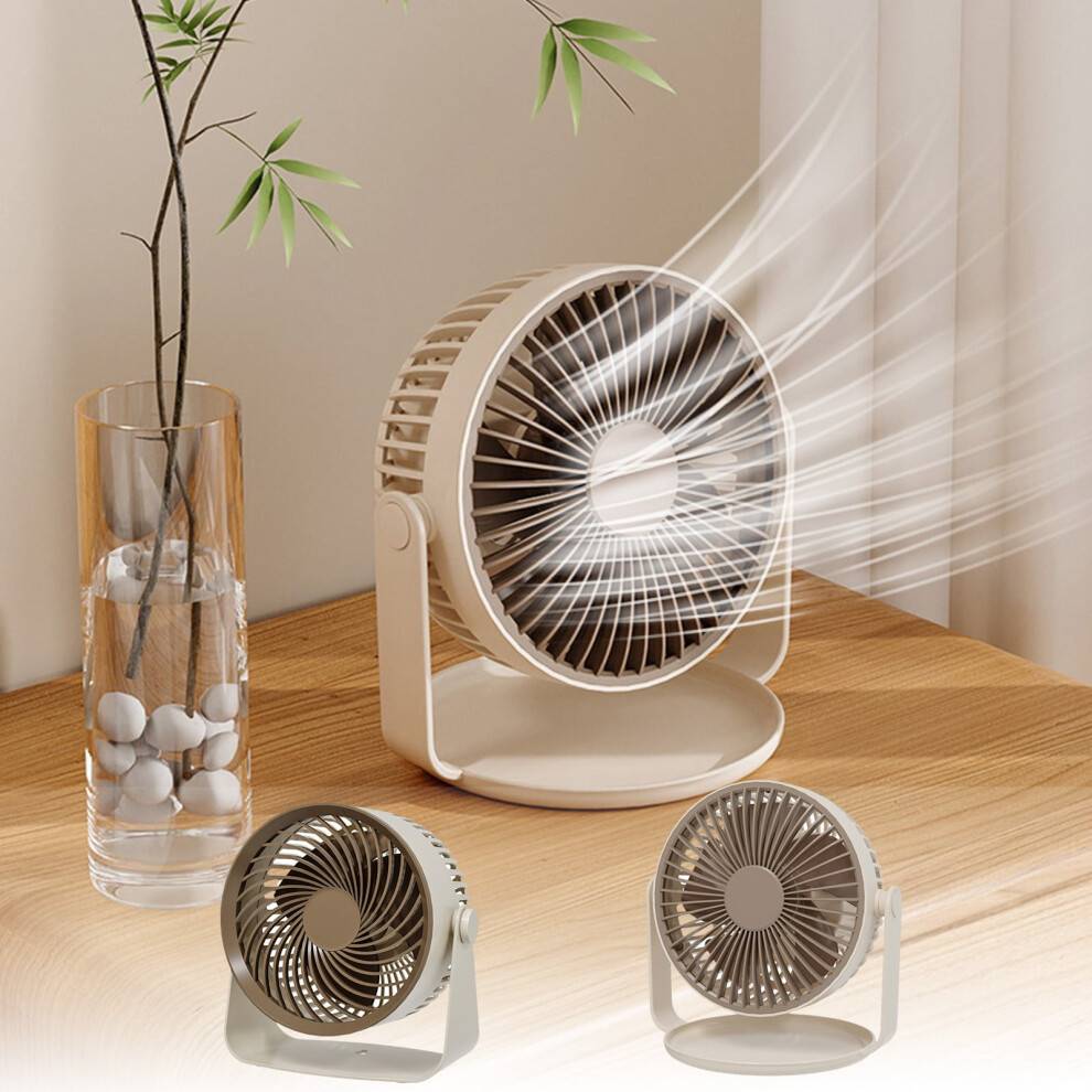 Bordventilator, kraftig bordventilator, letvægts bærbar ventilator til soveværelset/hjemmekontoret, 360 justerbar lille ventilator, 6,29x4,92