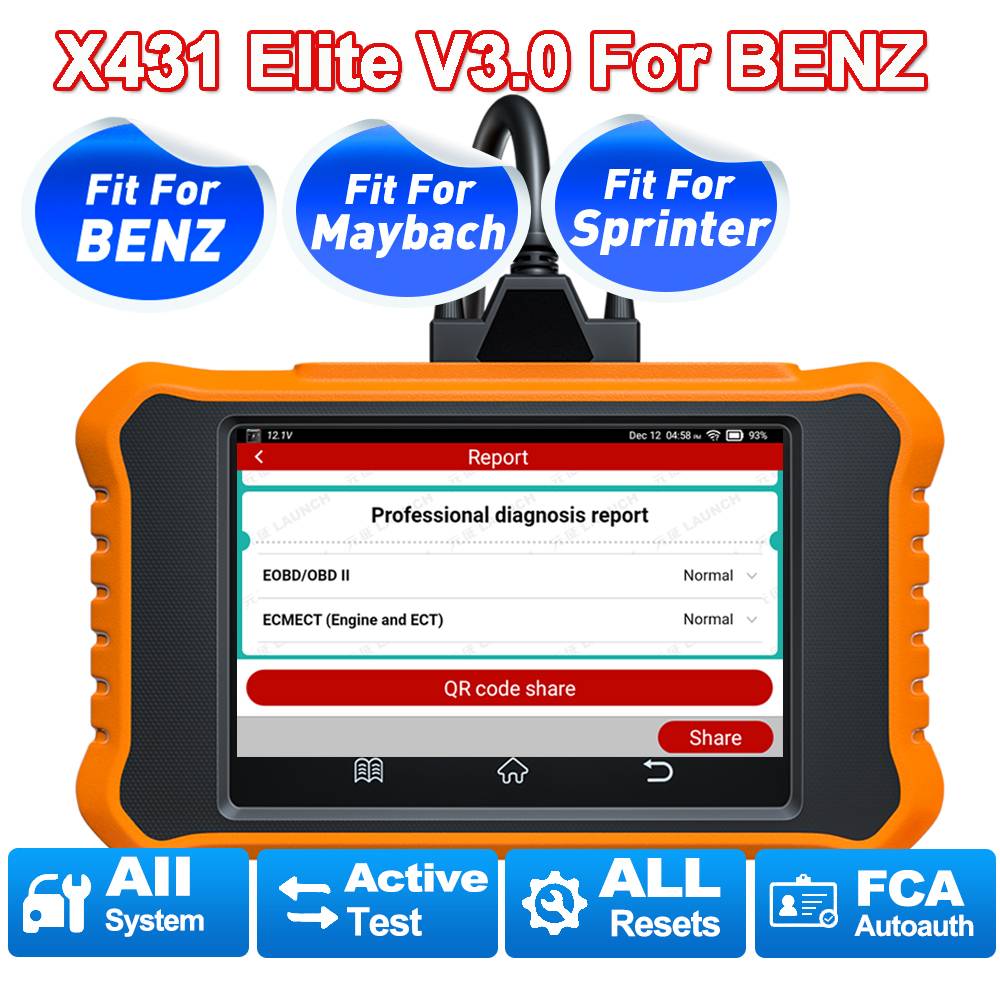For Benz for Maybach for Sprinter LAUNCH X431 Creader Elite V3.0 Bi-Directional Scanner All System CAN FD car Diagnostic Tools