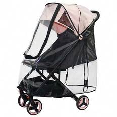 1 genomskinligt regnskydd för barnvagn tillverkat av EVA-material, vilket är vindtätt, regntätt, dammtätt, snötätt, insektssäkert, mycket flexibelt, a (En-Storlek)