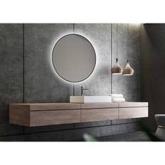 Olivia 1 - Ø 90 cm - Rund LED spejl - Sort ramme