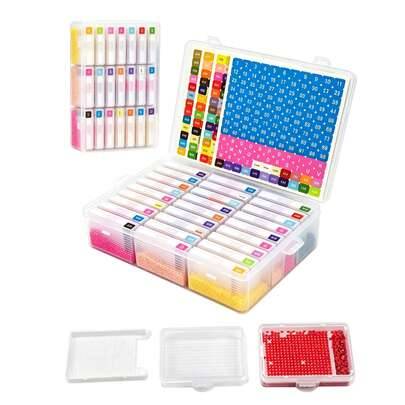 Diamond Painting förvaringsbox och bricka vit | 3-i-1 Diamond Painting-bricka med lock, avtagbar bricka, Diamond Painting-tillbehör, Diamond Painting- (27-pack,20 lådor,10 lådor,1 st)