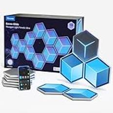 Govee Glide Hexagon Light Ultra, RGBIC 3D, Wi-Fi vägglampa 129 lysdioder fungerar med Alexa, 60 scenlägen, för gaming, vägg, rumsdekoration, 10 paneler meteor grå