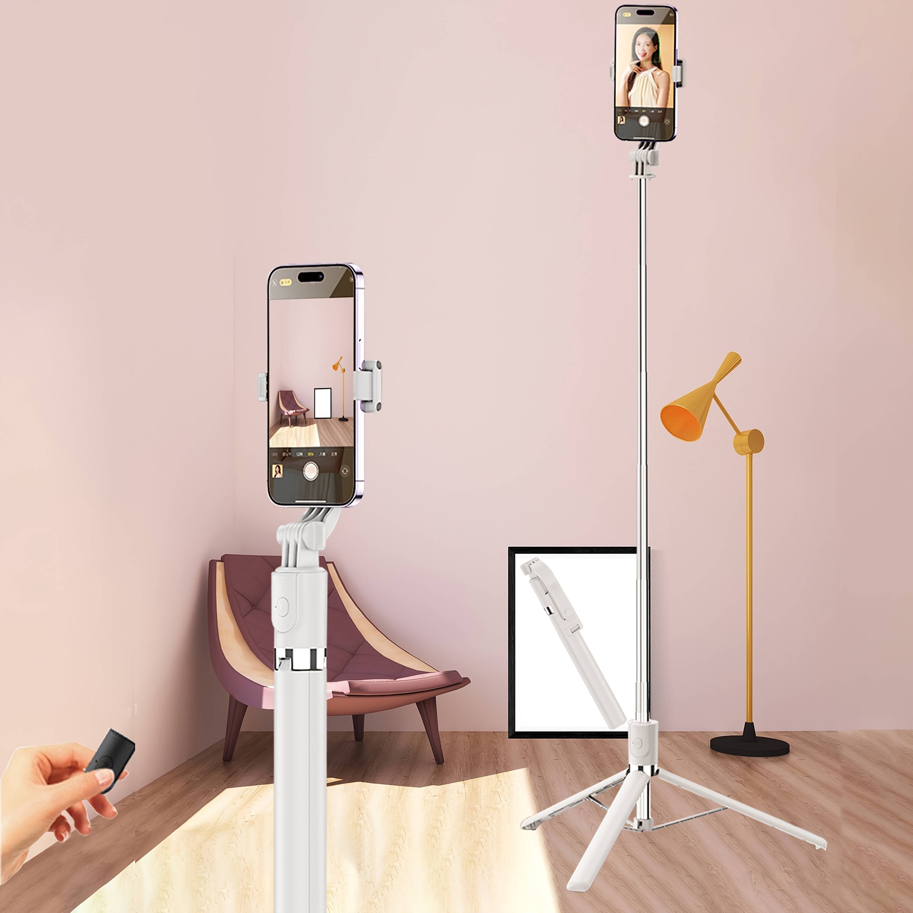 TEMU 1700mm Selfie Stick Wireless Selfie Stick Phone Tripod Extensible Stand Foldable Monopod For Smartphones Stable Shooting Live, Selfie Stick With Remote