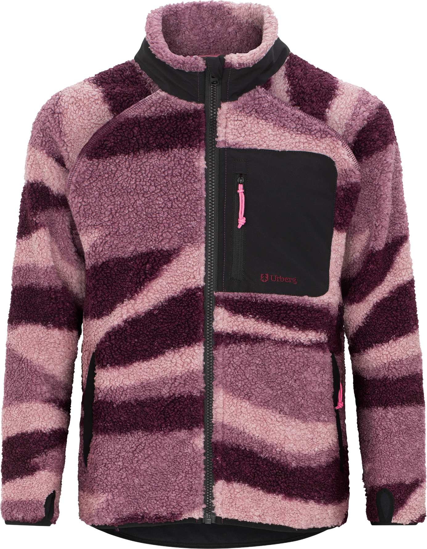 Urberg Junior's Printed Pile Fleece Jacket Pink Aop, 98/104