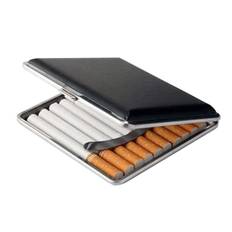 Cigaret etui, imiteret læder - sort - black