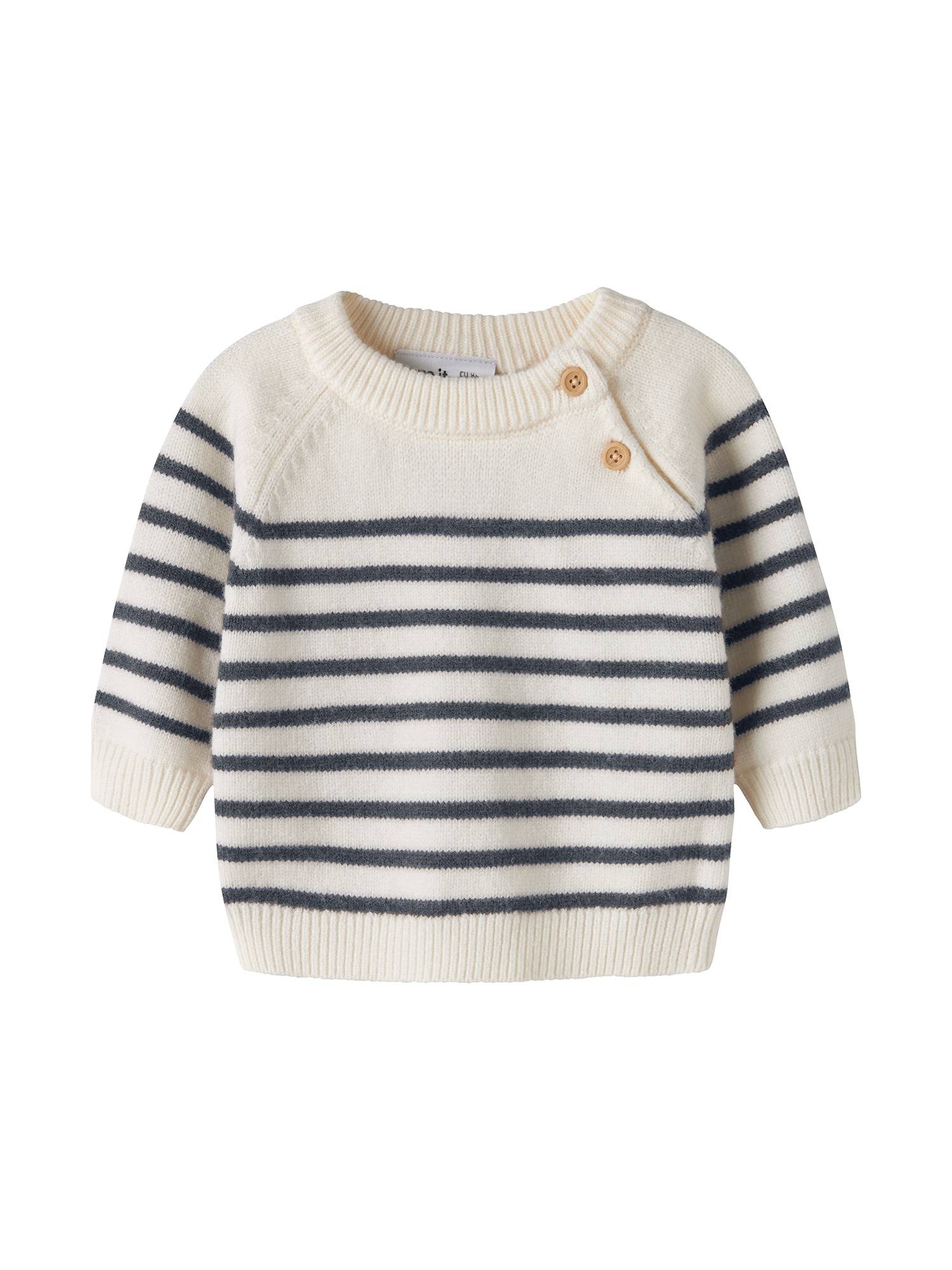 NAME IT Pullover 'MOSTRIPEA'  røgblå / uldhvid