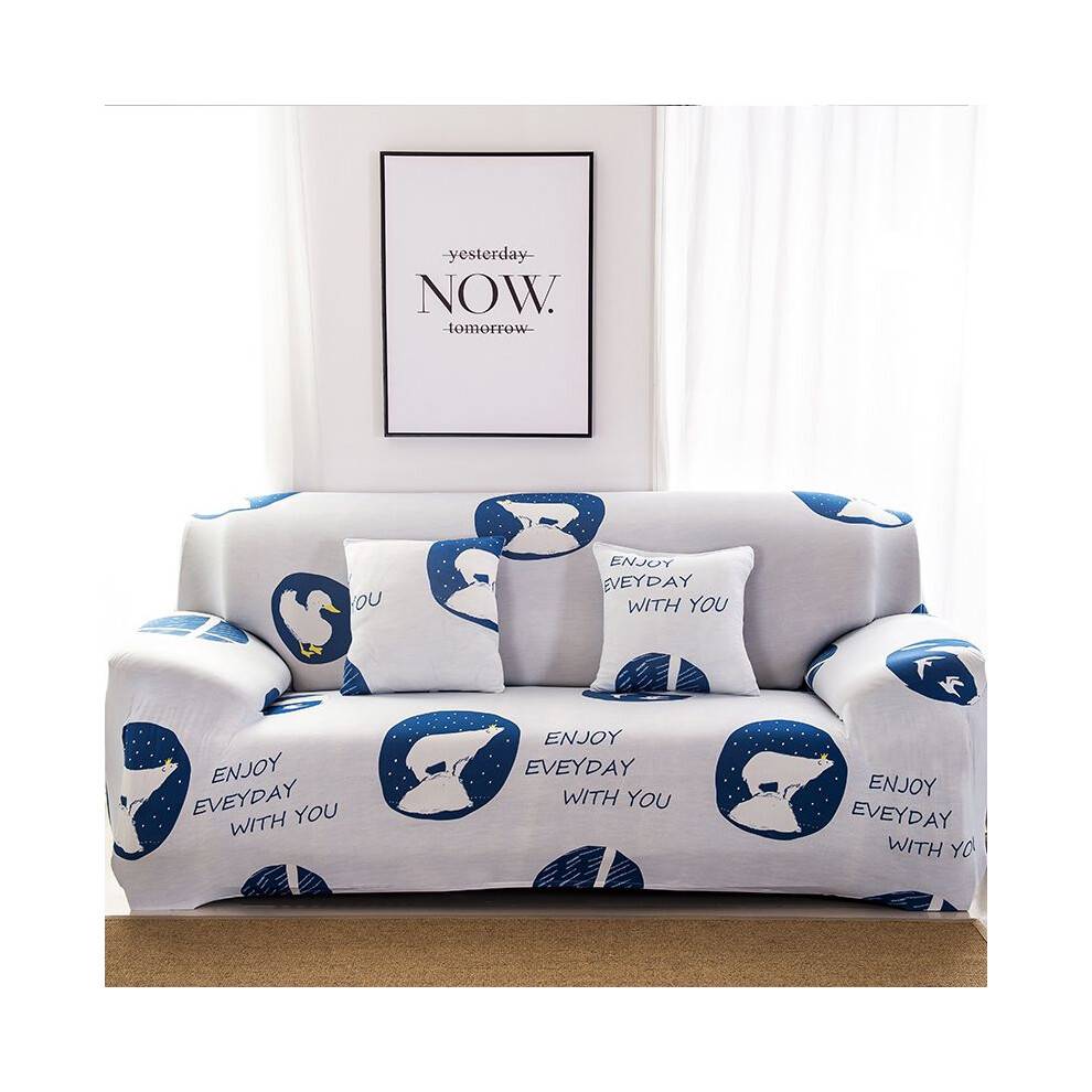 (Good Time,4-Seater)Flower Printed Sofa Cover 1234 Seat Slipcover Antiskid Stretch Couch Cover