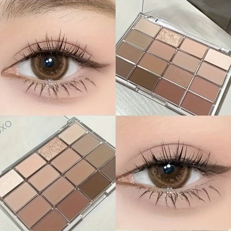 TEMU 16-color Eyeshadow Palette - Vibrant Neutral With Shimmer & Matte , Pigmented For Effortless Glam Looks, Beginner-friendly, Suitable For Tones