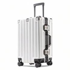 20/22/24/26/28 Inch Fashionable Spinner Aluminum Frame Suitcase, Large Capacity Travel Luggage Travel Suitcase Suitcases Suit Case Carry On - White - 20 inch,22 inch,24 inch,26 inch,28 inch