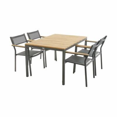 Mandalay Toscana & Elba Havemøbelsæt - 5 dele - Teaktræ/aluminium/textilene - Antracit