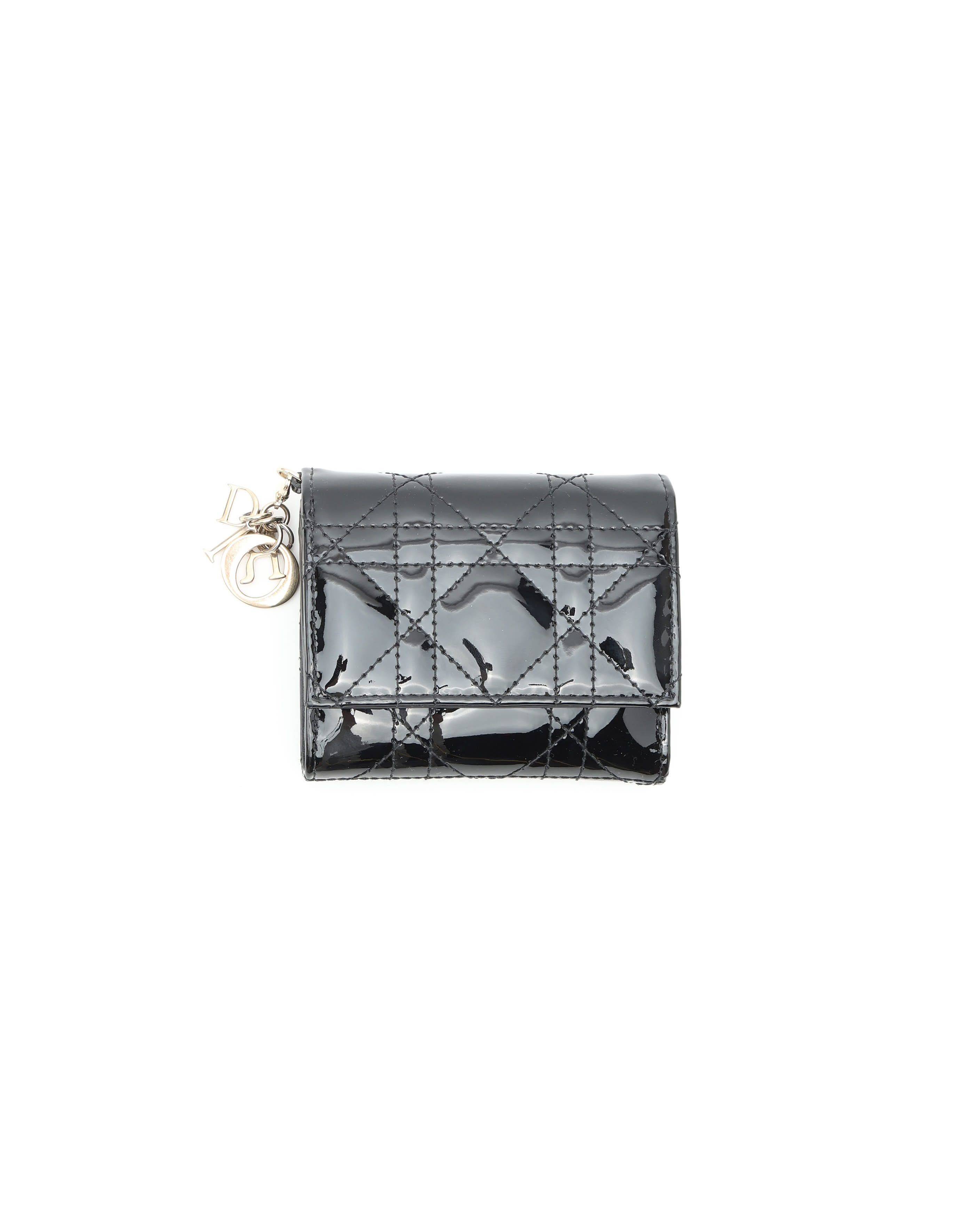 Christian Dior Mini Lady Dior Gardenia Wallet - Black - One Size