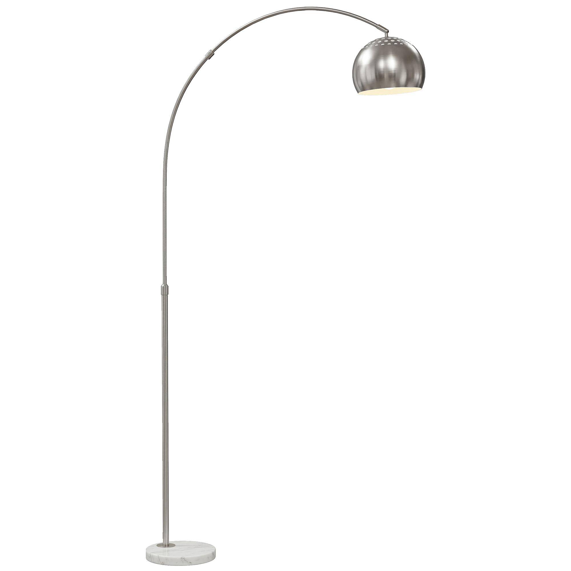 Floor Lamp, Arc Design with Marble Base, 167 cm, Silver