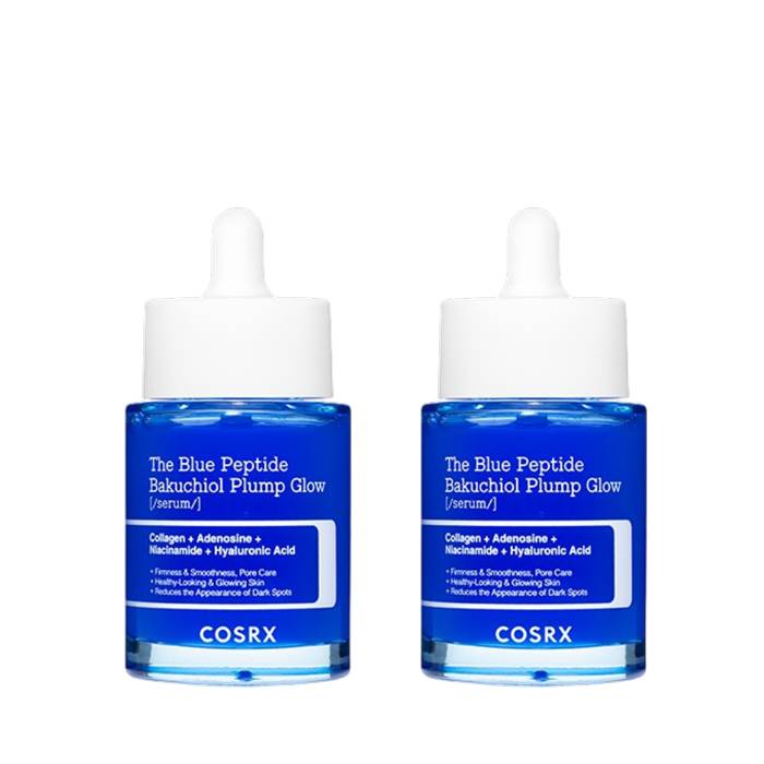 COSRX - The Blue Peptide Bakuchiol Plump Glow Serum - 50ml (2ea) Set - black