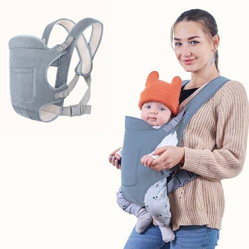 Bärsele, känguru, babybärare, 4-i-1 bärsele, 4-i-1, 4 bärpositioner, lätt att använda och placera elastisk bärsele, unisex justerbar, multifunktionell ryggsäck lämplig upp till 15 kg
