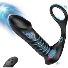 Paloqueth Thrusting Anal Lock Prostate Massager with Remote Control Black - svart