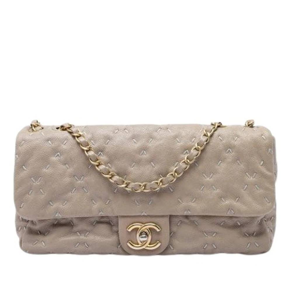 Chanel Vintage Pre-owned Classic Flap Skuldertaske - Vintage - Dame - Beige - ONE SIZE - Uld